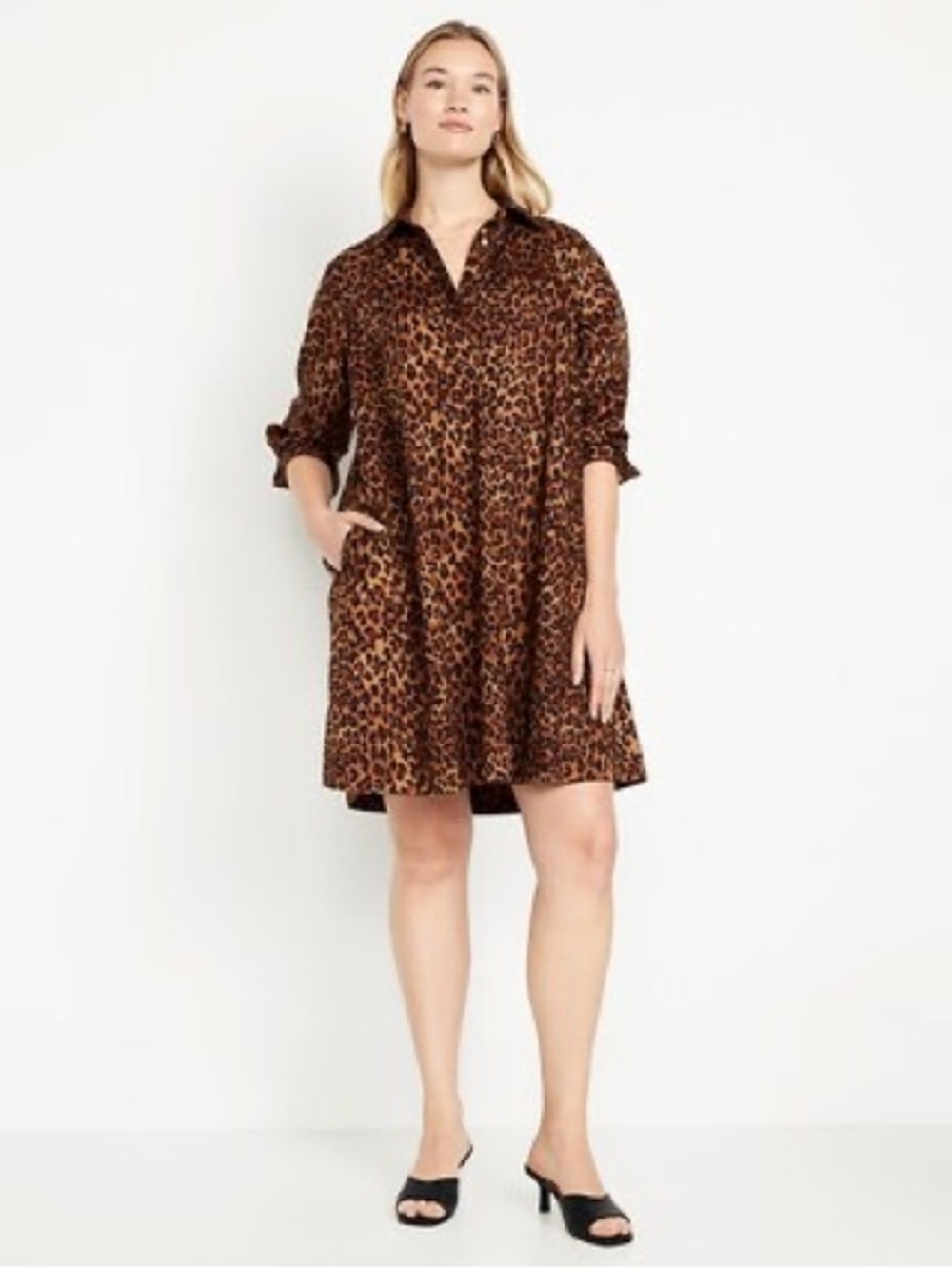 Old Navy Large Tall Mini Leopard Print Shirt Dress